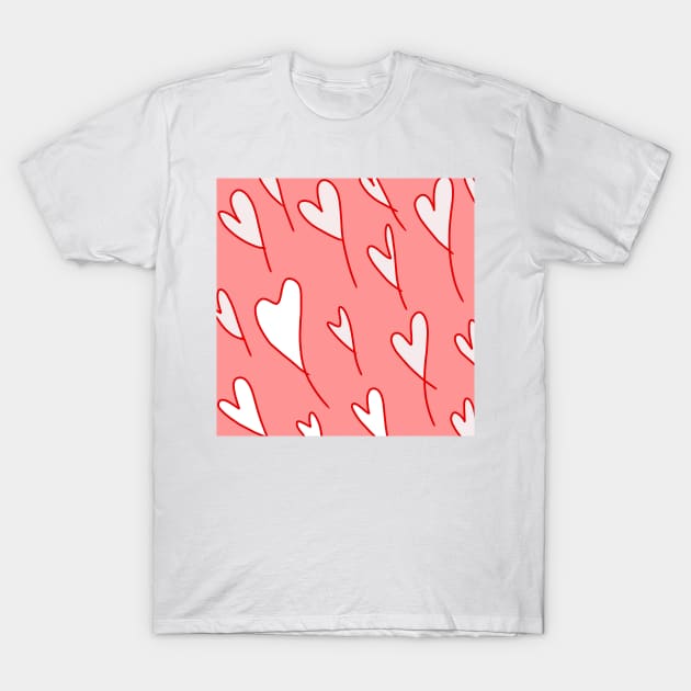 red pink white heart shapes background T-Shirt by Artistic_st